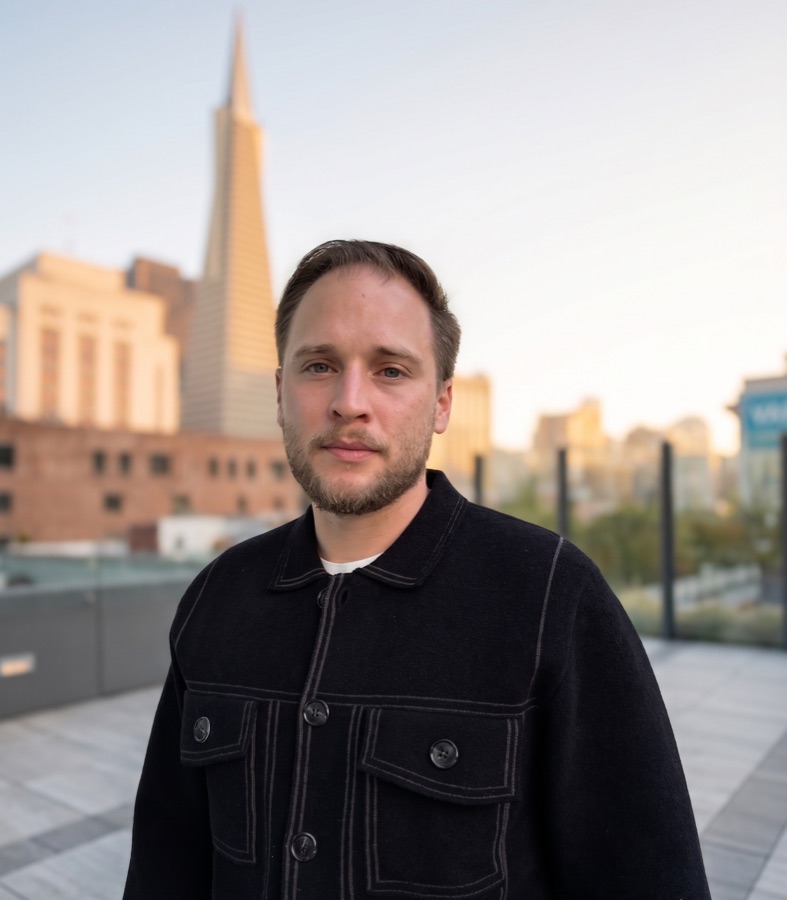 Joaquin Ortiz, founder of Avanza, photographed on a rooftop in San Francisco.